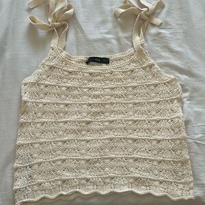 Mango Shoulder Tie Knit Top